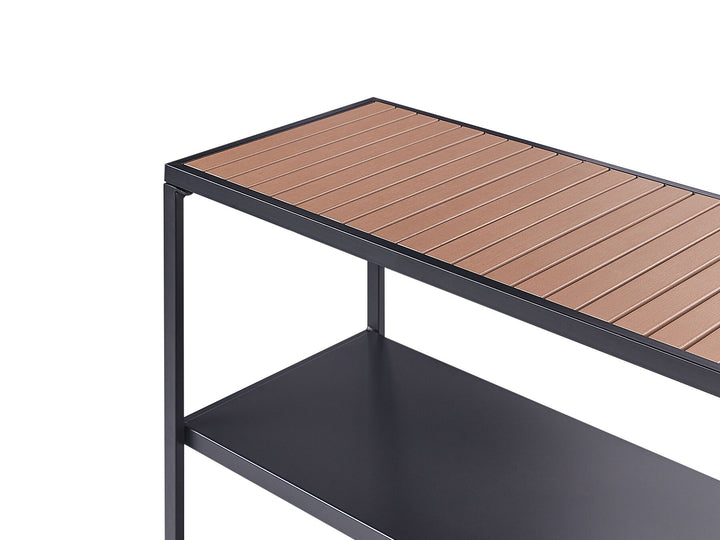 Avetrana Steel Outdoor Kitchen Island Black and Light Wood