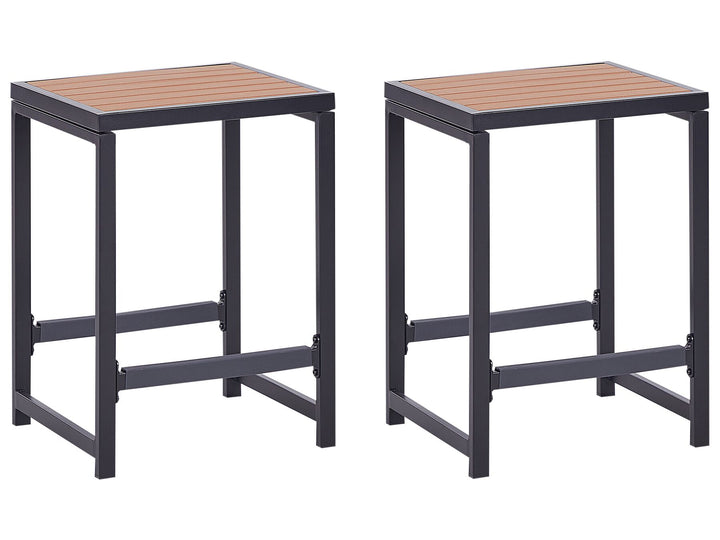 Avetrana Outdoor Kitchen Set with Bar Table and Sink Black and Light Wood
