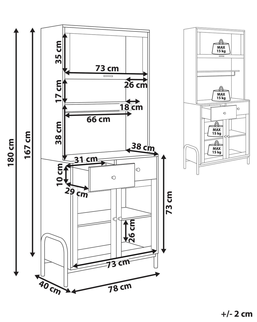 Marialyce Cabinet with Glass Displays White