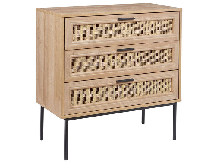 Pasco Rattan 3 Drawer Chest Light Wood