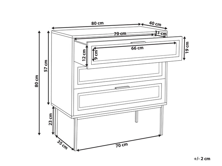 Flythe Rattan 3 Drawer Chest Light Wood