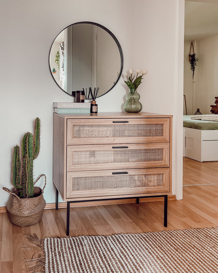 Flythe Rattan 3 Drawer Chest Light Wood