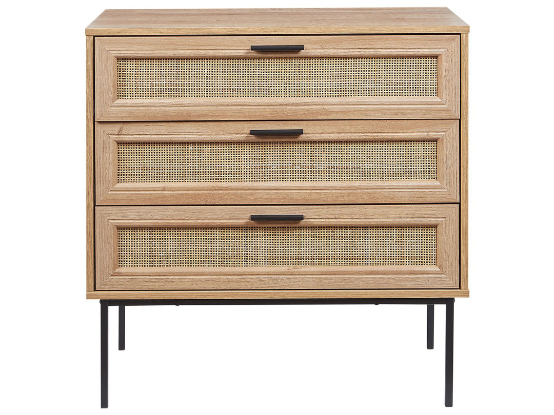 Flythe Rattan 3 Drawer Chest Light Wood