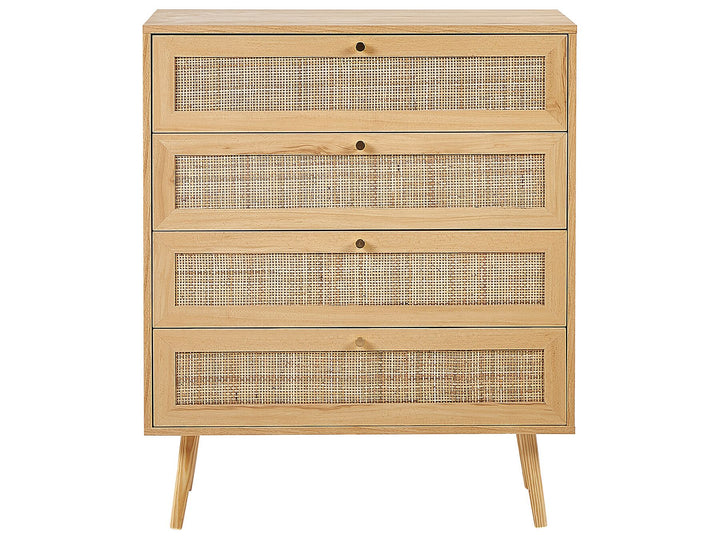 Carlton Rattan 4 Drawer Chest Light Wood