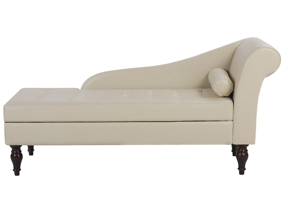 Pessac II Faux Leather Chaise Lounge with Storage Light Beige