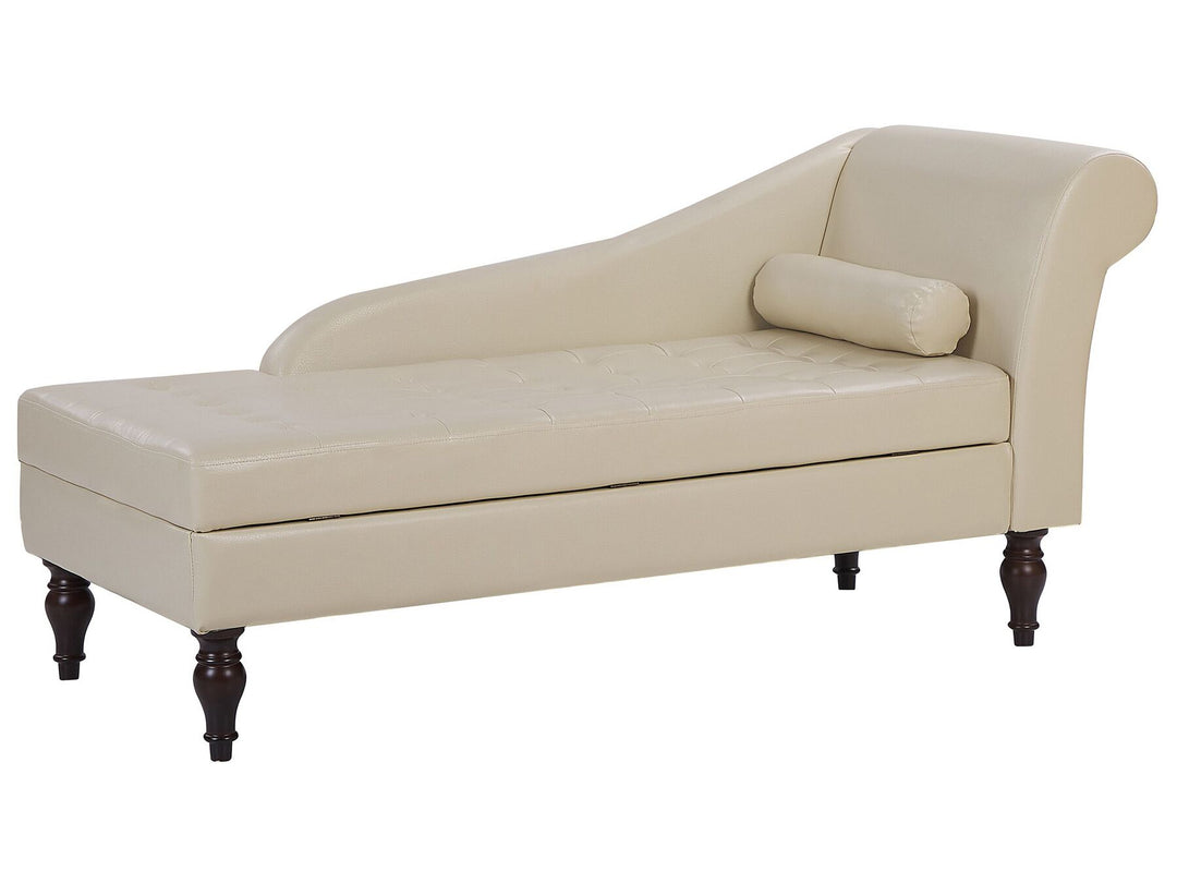 Pessac II Faux Leather Chaise Lounge with Storage Light Beige