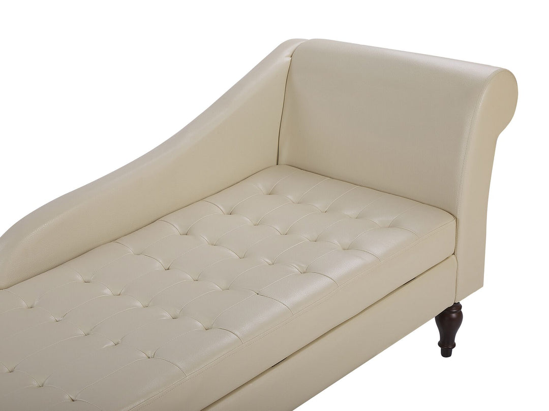 Pessac II Faux Leather Chaise Lounge with Storage Light Beige