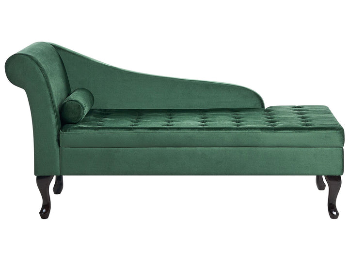 Pessac Left Hand Velvet Chaise Lounge with Storage Dark Green