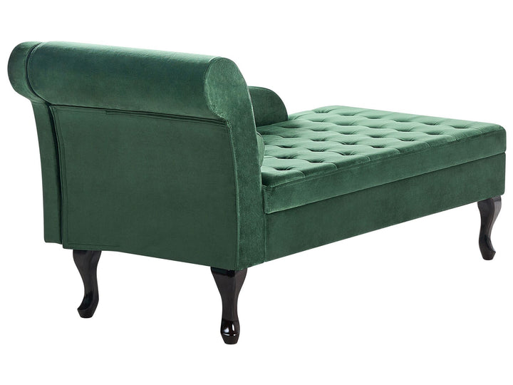 Pessac Left Hand Velvet Chaise Lounge with Storage Dark Green