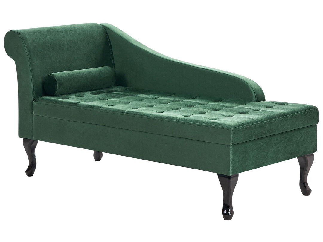 Pessac Left Hand Velvet Chaise Lounge with Storage Dark Green