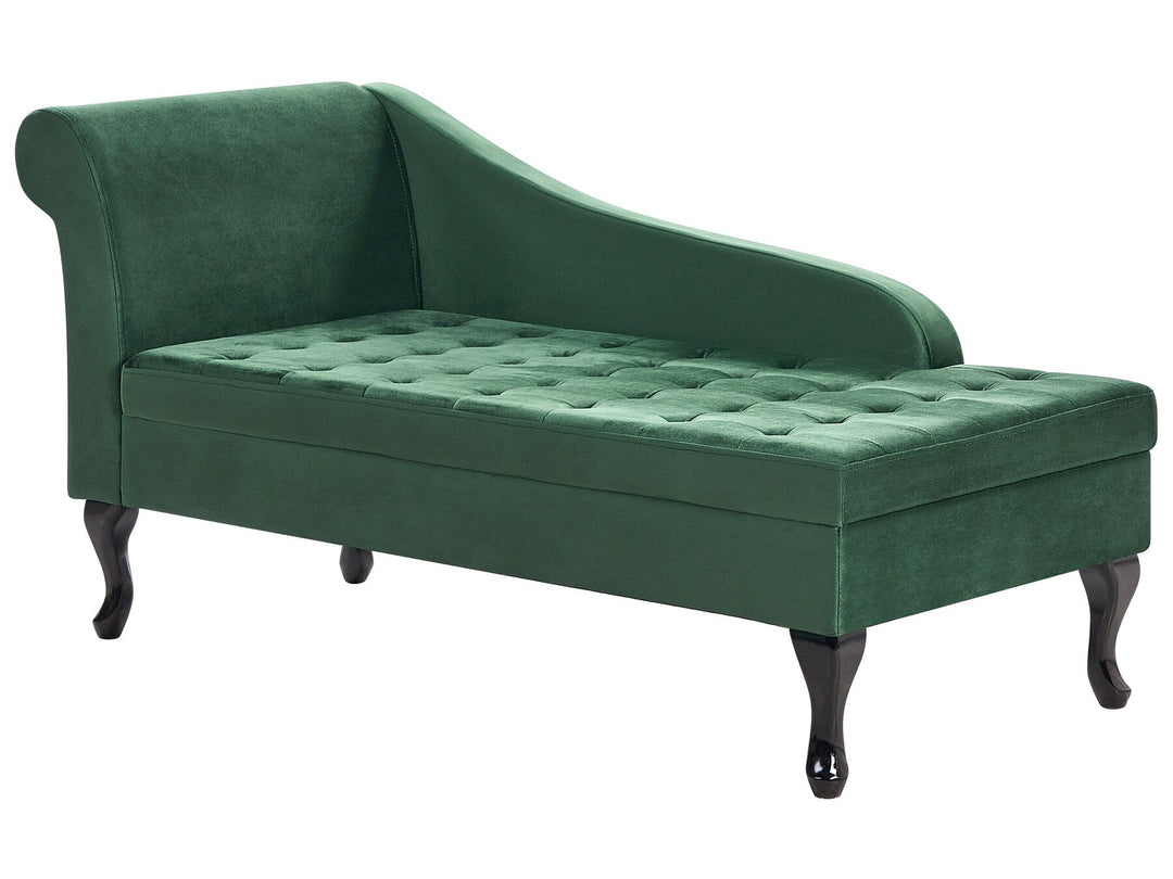 Pessac Left Hand Velvet Chaise Lounge with Storage Dark Green