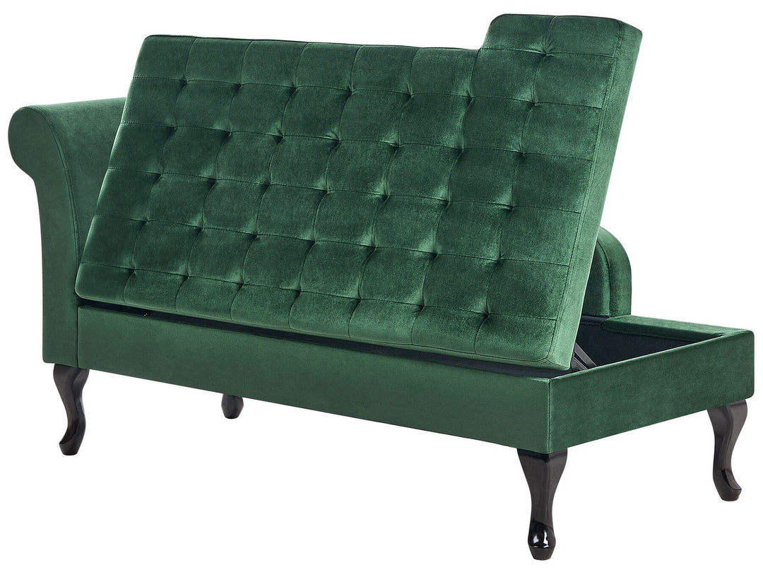 Pessac Left Hand Velvet Chaise Lounge with Storage Dark Green