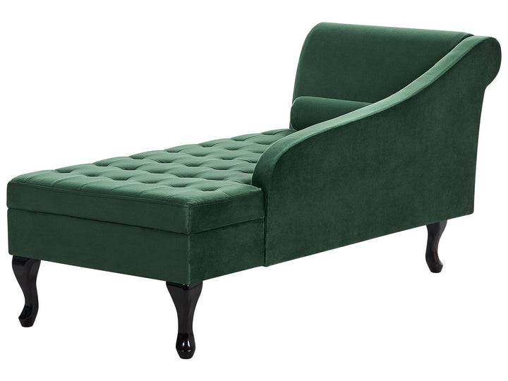 Pessac Left Hand Velvet Chaise Lounge with Storage Dark Green