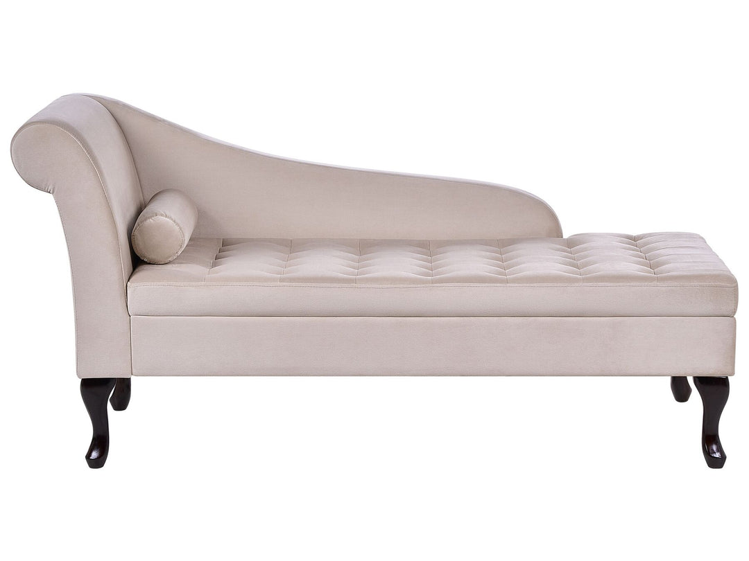 Pessac Left Hand Velvet Chaise Lounge with Storage Light Beige