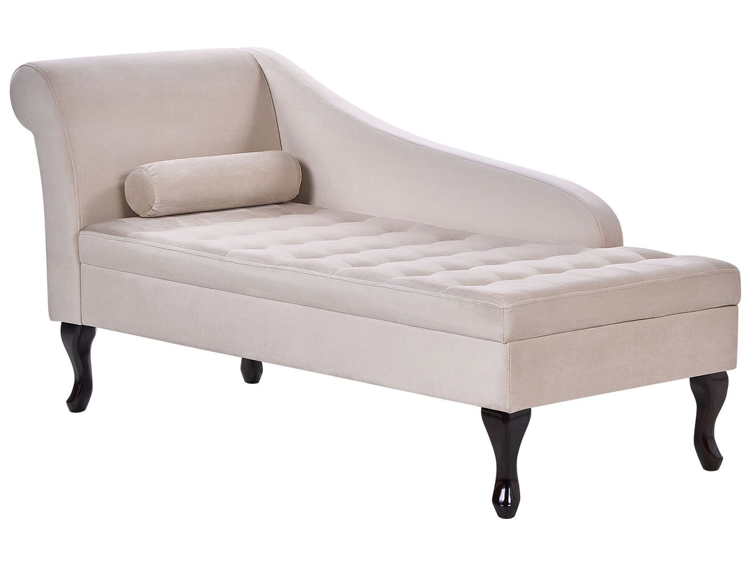 Pessac Left Hand Velvet Chaise Lounge with Storage Light Beige