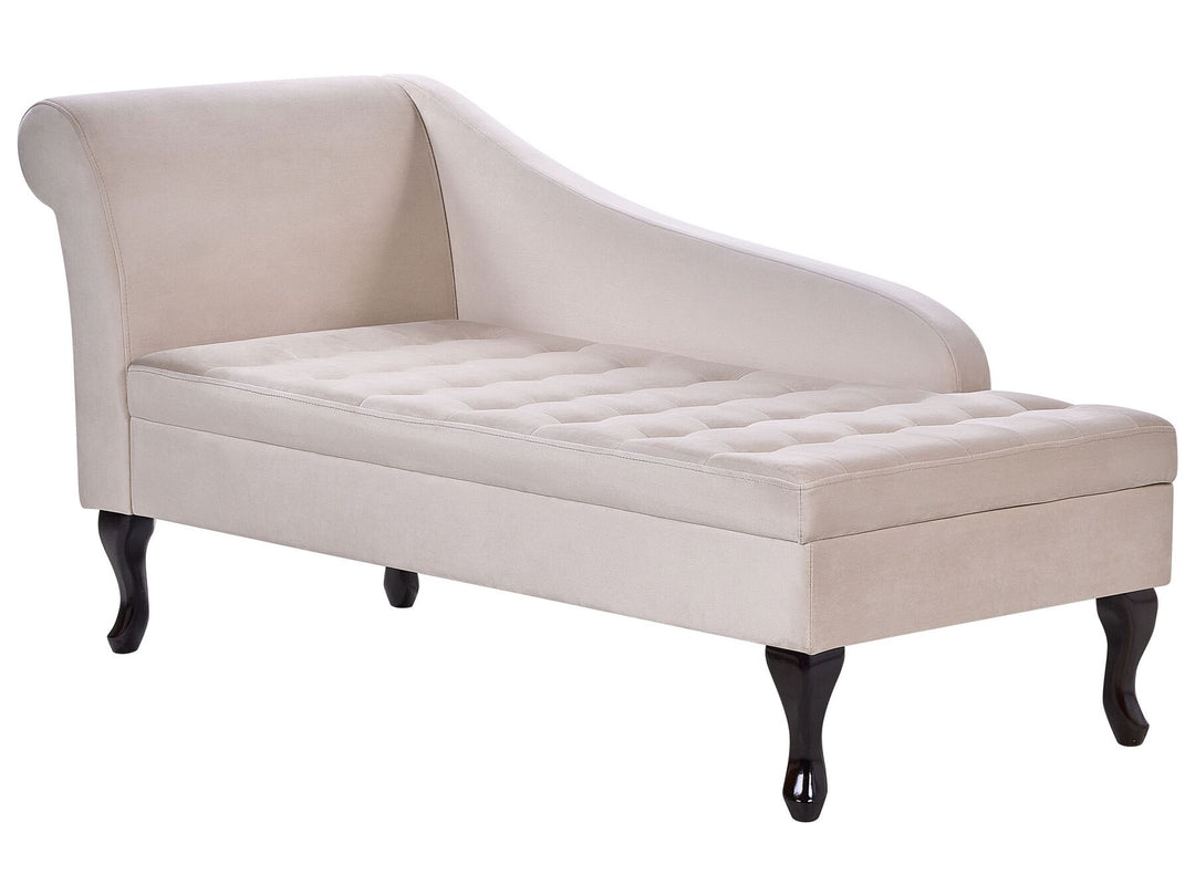 Pessac Left Hand Velvet Chaise Lounge with Storage Light Beige