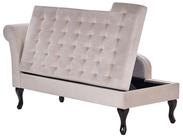 Pessac Left Hand Velvet Chaise Lounge with Storage Light Beige