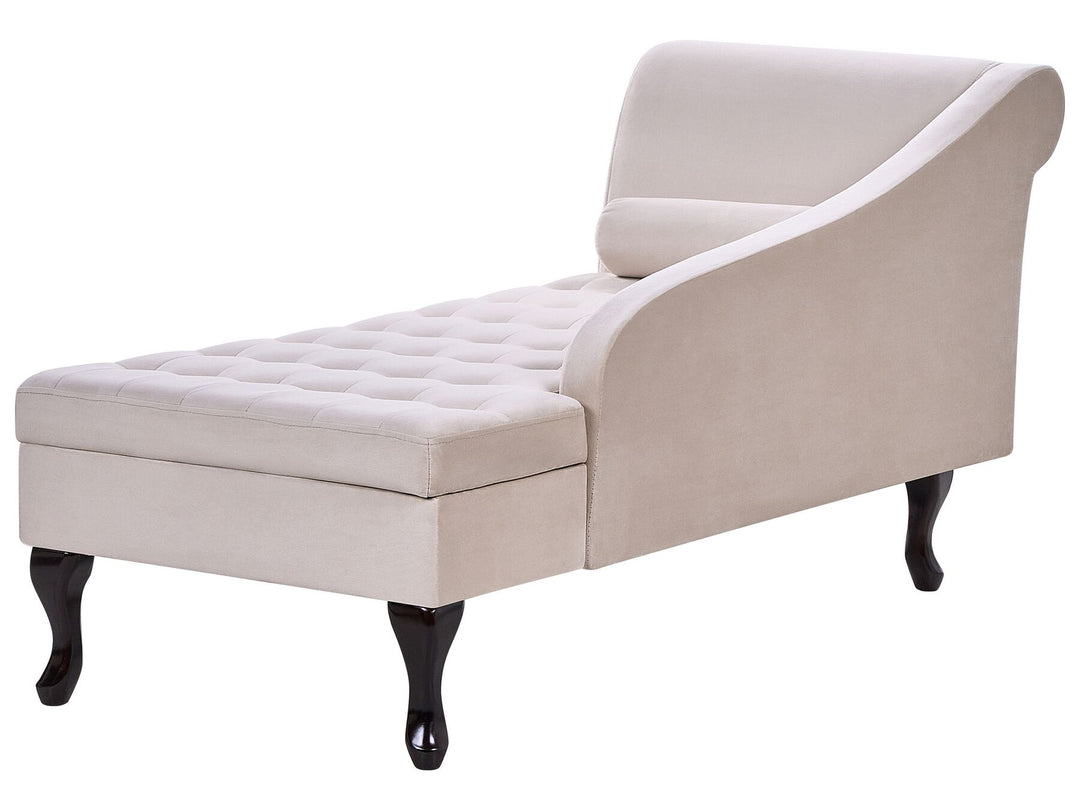 Pessac Left Hand Velvet Chaise Lounge with Storage Light Beige