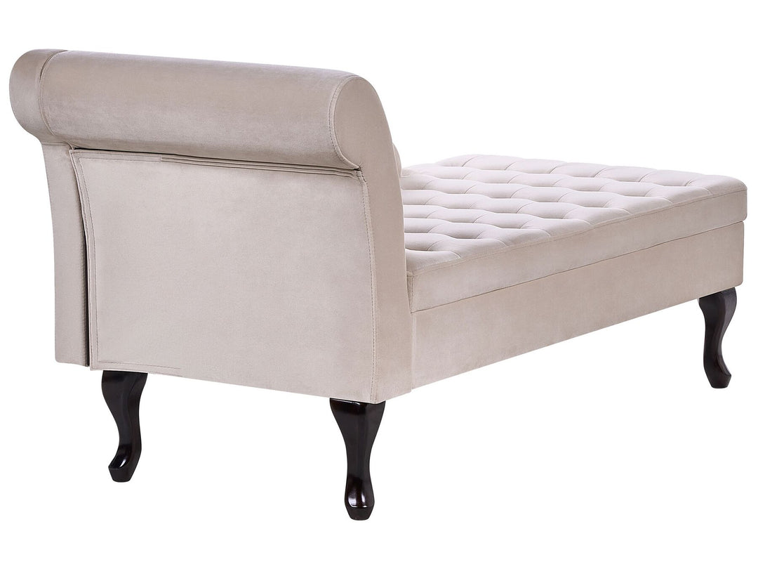 Pessac Left Hand Velvet Chaise Lounge with Storage Light Beige