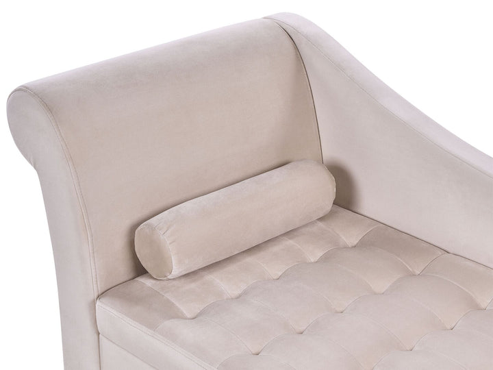 Pessac Left Hand Velvet Chaise Lounge with Storage Light Beige