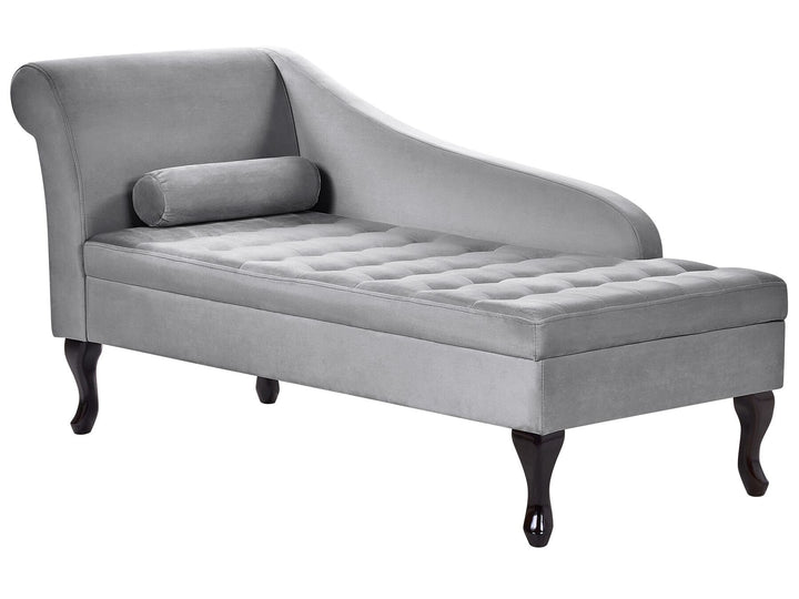 Pessac Left Hand Velvet Chaise Lounge with Storage Light Grey