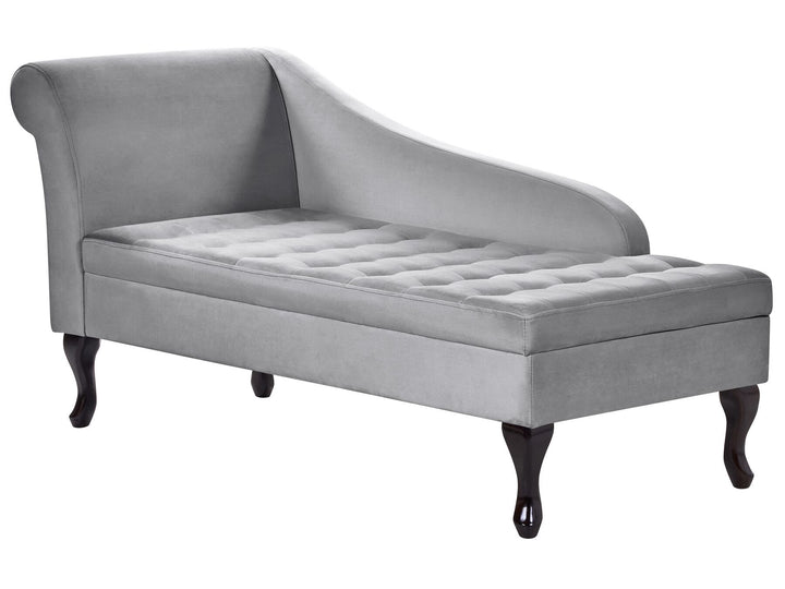 Pessac Left Hand Velvet Chaise Lounge with Storage Light Grey