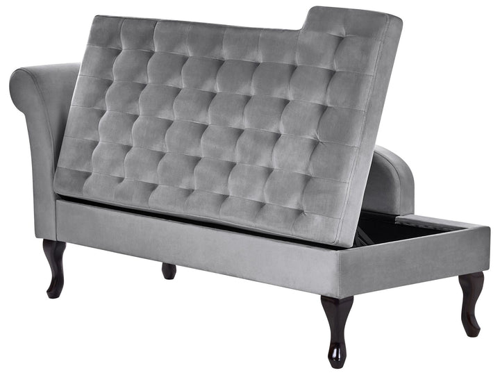 Pessac Left Hand Velvet Chaise Lounge with Storage Light Grey