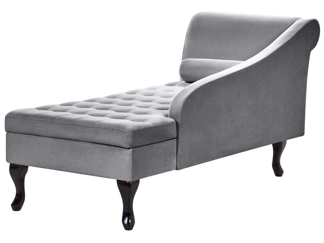 Pessac Left Hand Velvet Chaise Lounge with Storage Light Grey