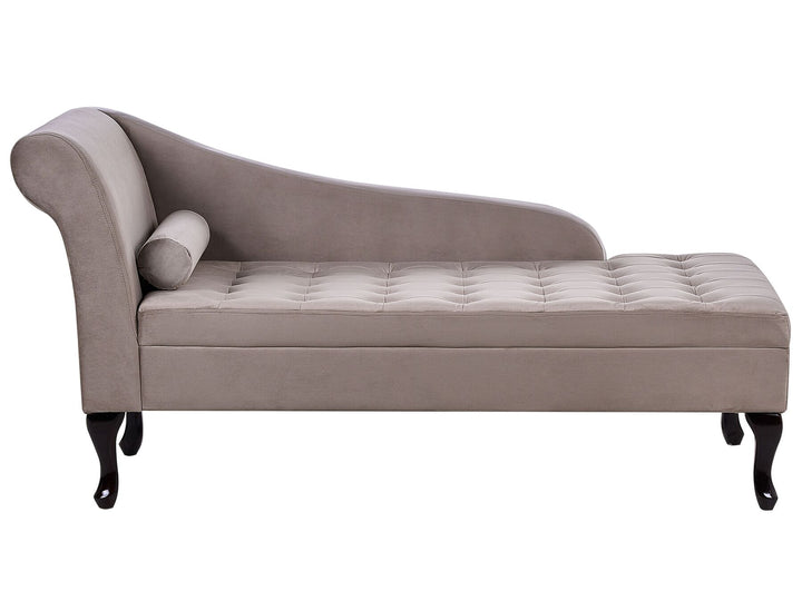 Pessac Left Hand Velvet Chaise Lounge with Storage Taupe