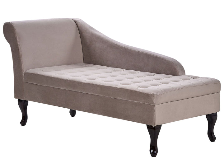 Pessac Left Hand Velvet Chaise Lounge with Storage Taupe