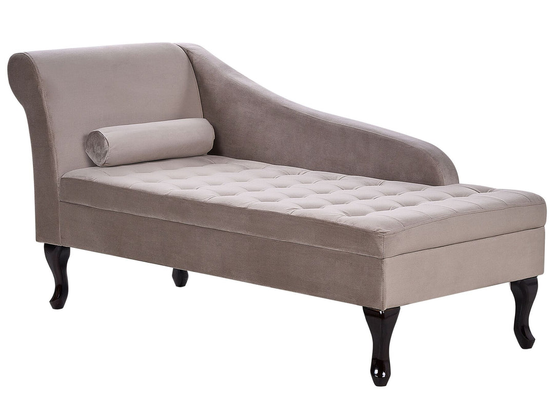 Pessac Left Hand Velvet Chaise Lounge with Storage Taupe