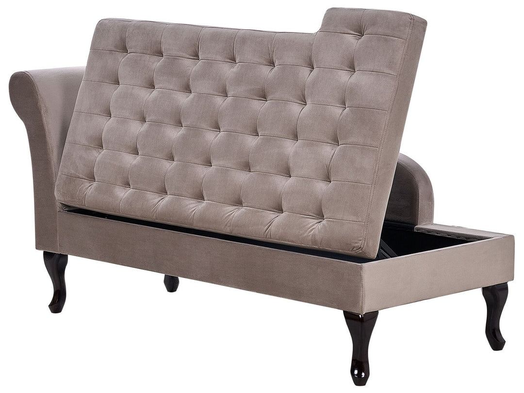 Pessac Left Hand Velvet Chaise Lounge with Storage Taupe