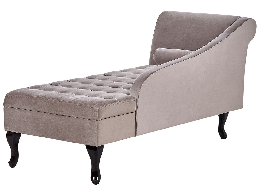 Pessac Left Hand Velvet Chaise Lounge with Storage Taupe