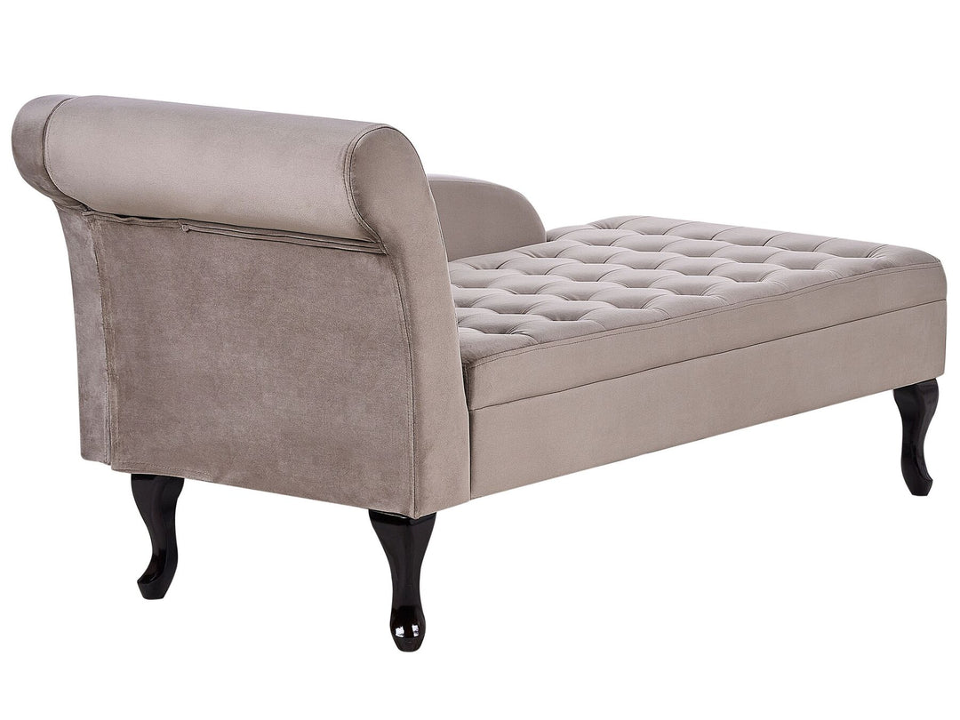 Pessac Left Hand Velvet Chaise Lounge with Storage Taupe