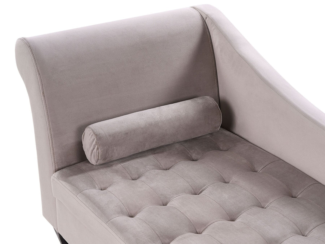 Pessac Left Hand Velvet Chaise Lounge with Storage Taupe