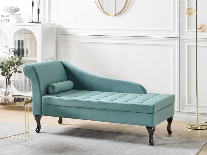 Pessac Left Hand Velvet Chaise Lounge with Storage Teal