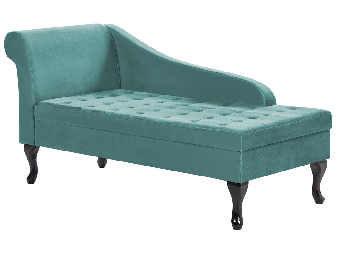 Pessac Left Hand Velvet Chaise Lounge with Storage Teal