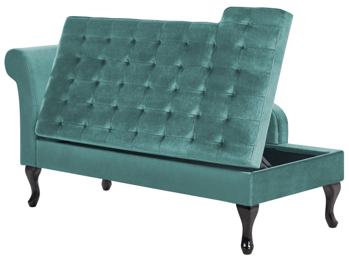 Pessac Left Hand Velvet Chaise Lounge with Storage Teal