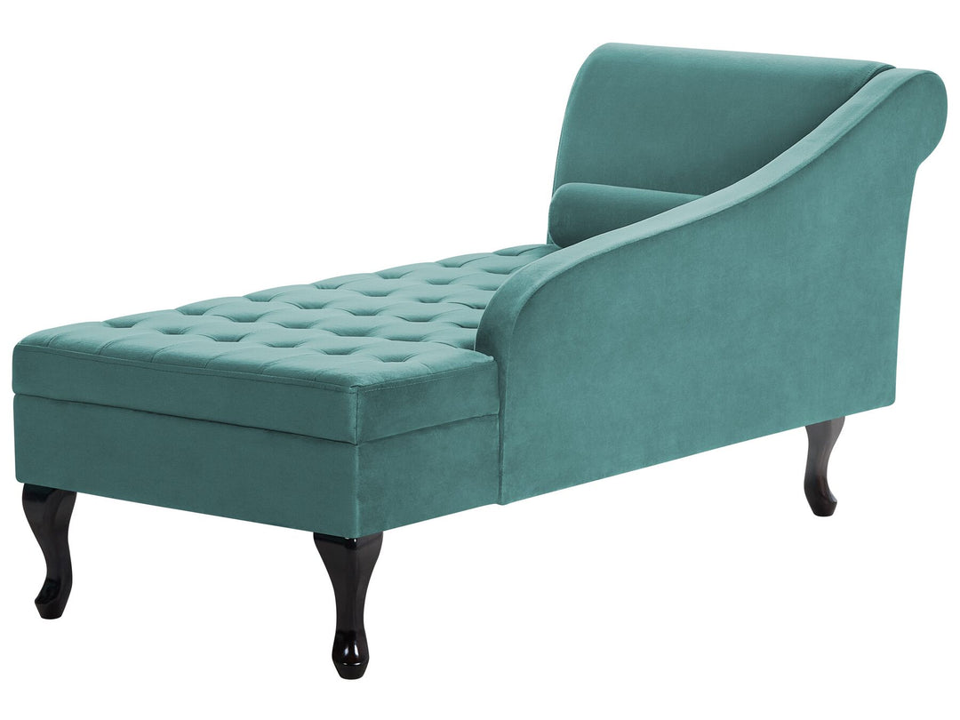 Pessac Left Hand Velvet Chaise Lounge with Storage Teal