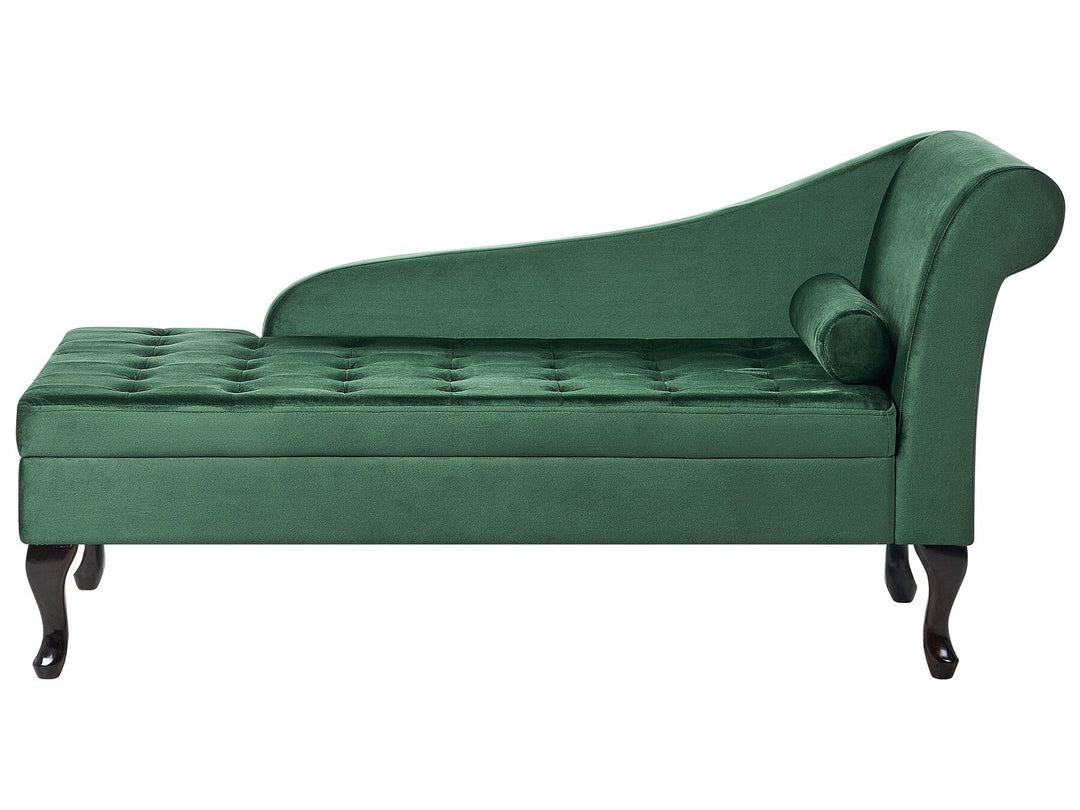 Pessac Right Hand Velvet Chaise Lounge with Storage Dark Green