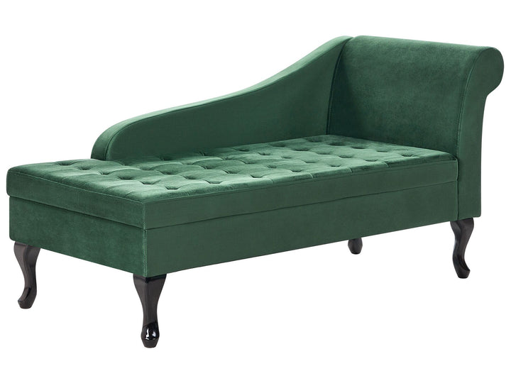 Pessac Right Hand Velvet Chaise Lounge with Storage Dark Green