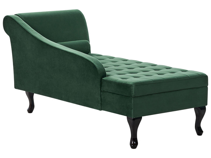 Pessac Right Hand Velvet Chaise Lounge with Storage Dark Green