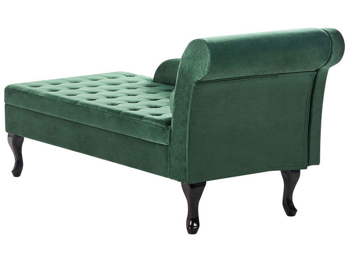 Pessac Right Hand Velvet Chaise Lounge with Storage Dark Green