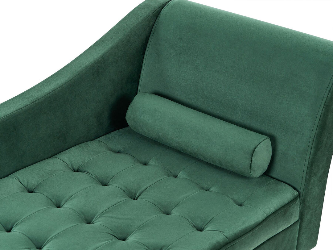 Pessac Right Hand Velvet Chaise Lounge with Storage Dark Green