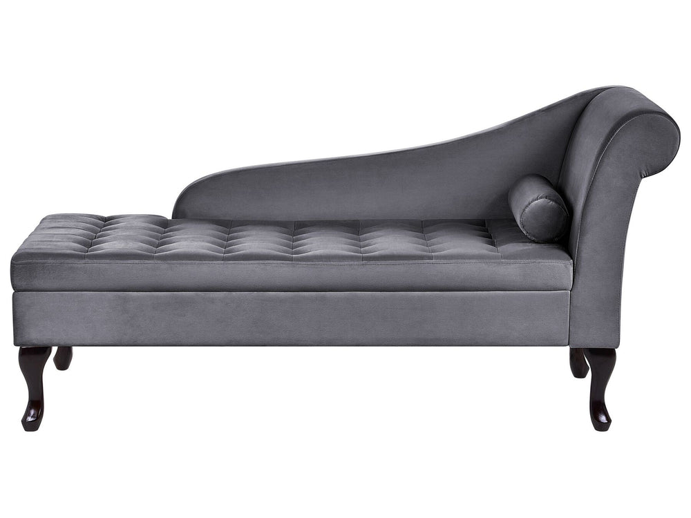 Pessac Right Hand Velvet Chaise Lounge with Storage Dark Grey