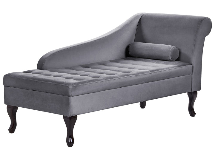 Pessac Right Hand Velvet Chaise Lounge with Storage Dark Grey