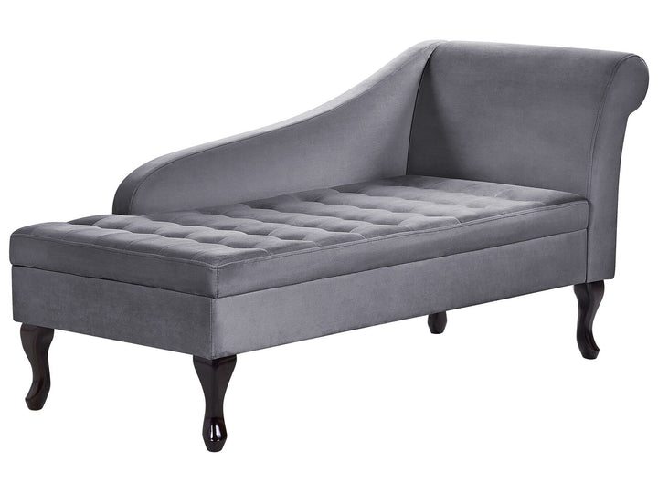 Pessac Right Hand Velvet Chaise Lounge with Storage Dark Grey