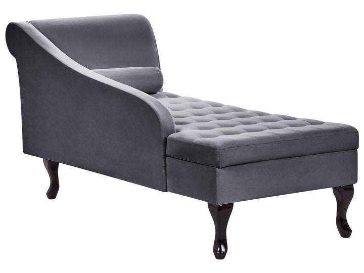 Pessac Right Hand Velvet Chaise Lounge with Storage Dark Grey