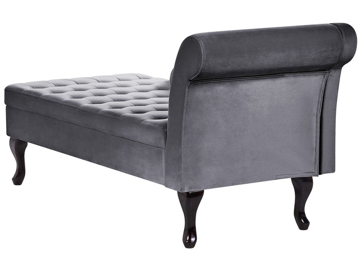 Pessac Right Hand Velvet Chaise Lounge with Storage Dark Grey