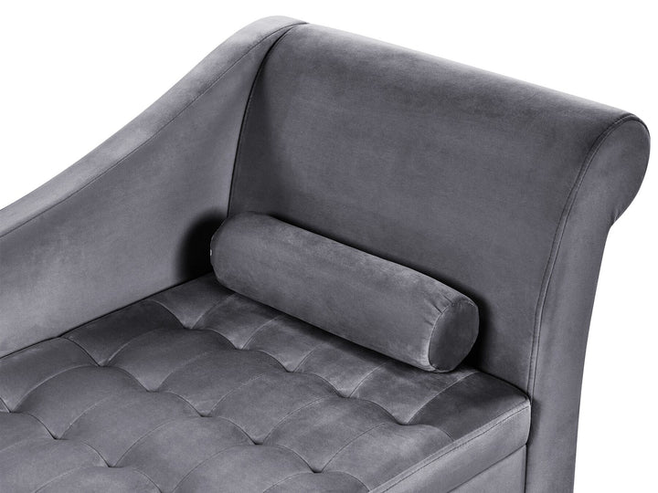 Pessac Right Hand Velvet Chaise Lounge with Storage Dark Grey